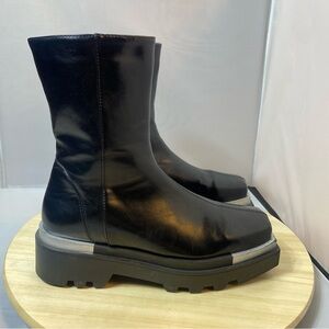 Azalea Wang Squared Toe Black Whiite Platform Boots Size 8 Pre-owned